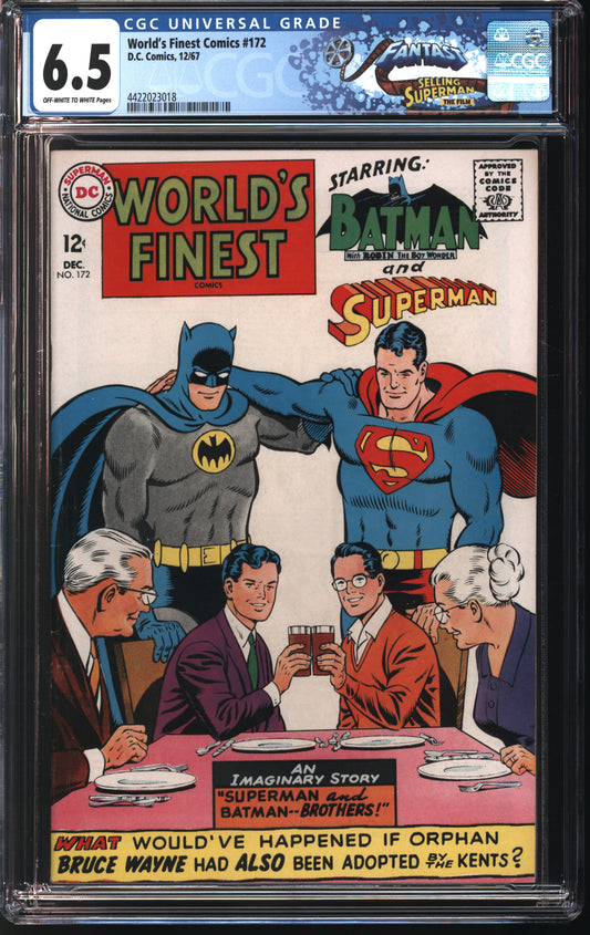 D.C. Comics World's Finest Comics 172 12/67 FANTAST CGC 6.5 Off White to White pages