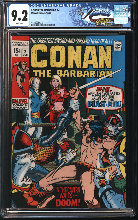 Marvel Comics Conan the Barbarian 2 12/70 FANTAST CGC 9.2 White Pages