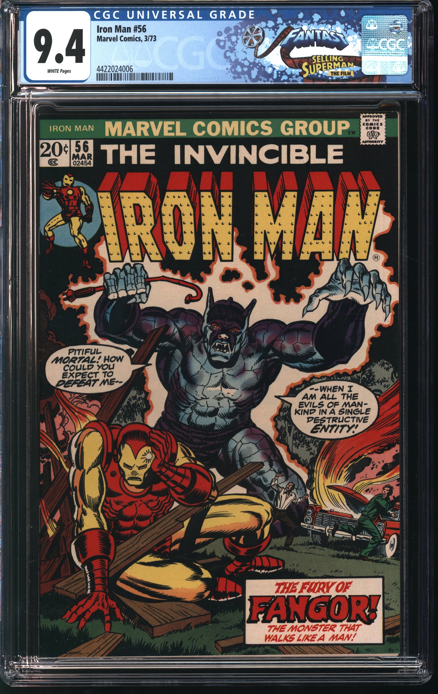 Marvel Comics Iron Man 56 3/73 FANTAST CGC 9.4 White pages