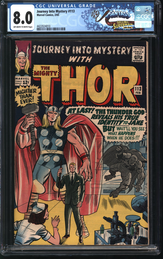 Marvel Comics Journey into Mystery 113 2/65 FANTAST CGC 8.0 Off White to White pages