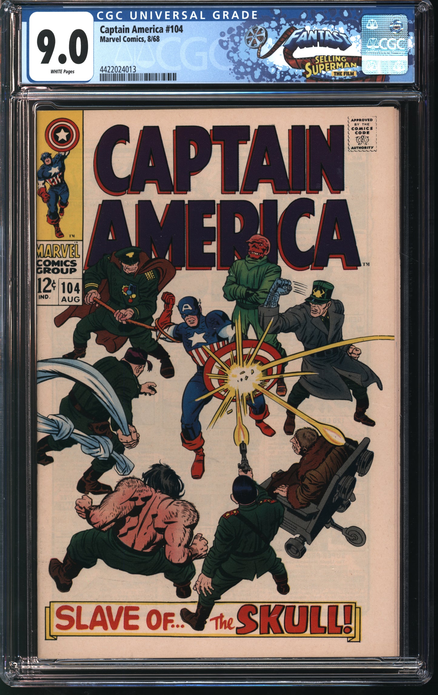 Marvel Comics Captain America 104 8/68 FANTAST CGC 9.0 White pages