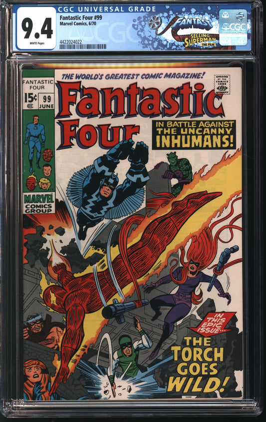 Marvel Comics Fantastic Four 99 6/70 FANTAST CGC 9.4 White pages