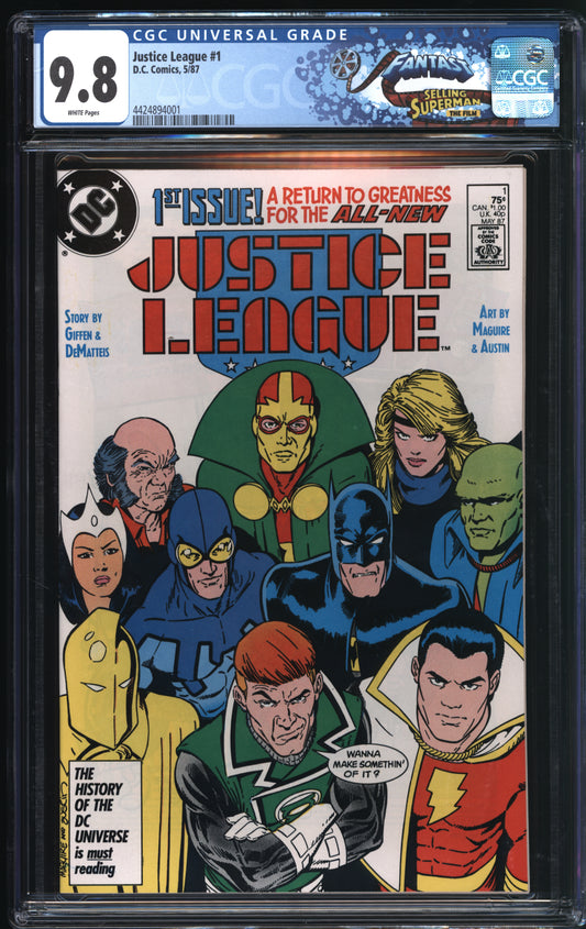 DC Comics Justice League 1 5/87 FANTAST CGC 9.8 White pages