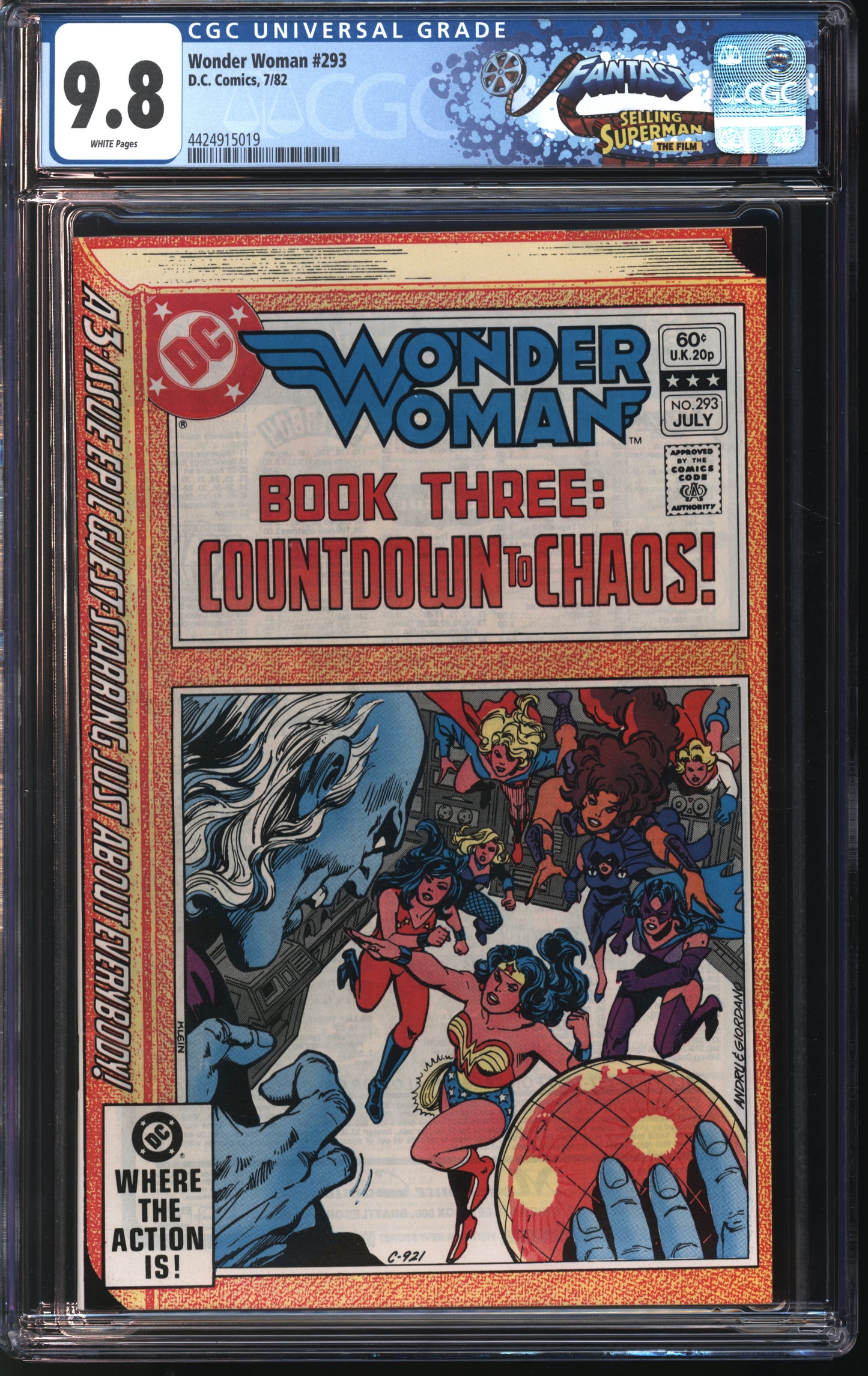 D.C. Comics Wonder Woman #293 7/82 CGC FANTAST 9.8 White Pages