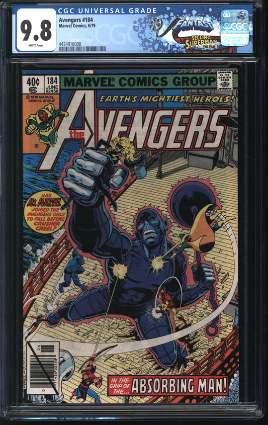 Marvel Comics Avengers 184 6/79 FANTAST CGC 9.8 White pages