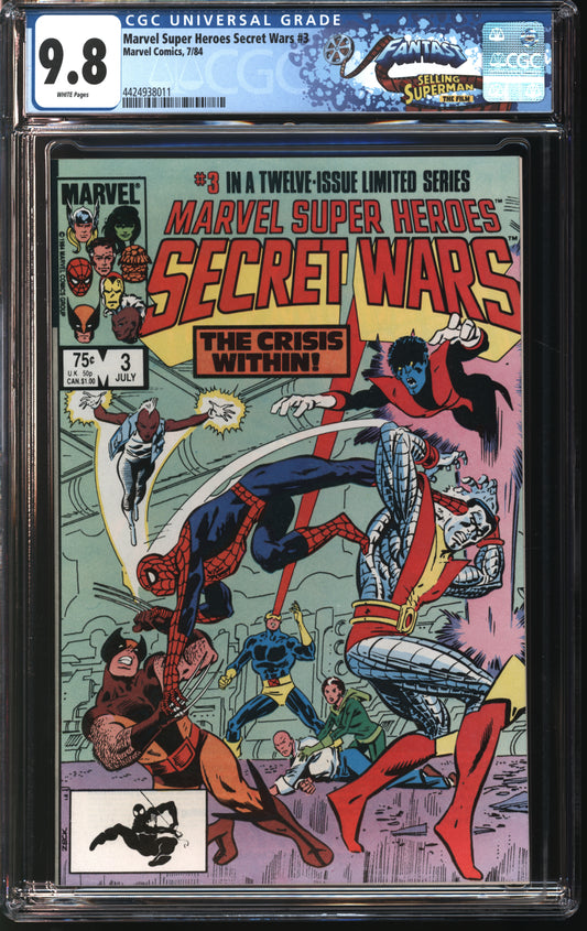 Marvel Comics Marvel Super Heroes Secret Wars 3 7/84 FANTAST CGC 9.8 White Pages