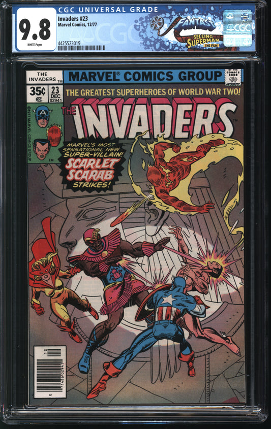 Marvel Comics Invaders 23 12/77 FANTAST CGC 9.8 White Pages