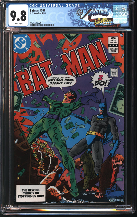 D.C Comics Batman 362 8/83 FANTAST CGC 9.8 White Pages