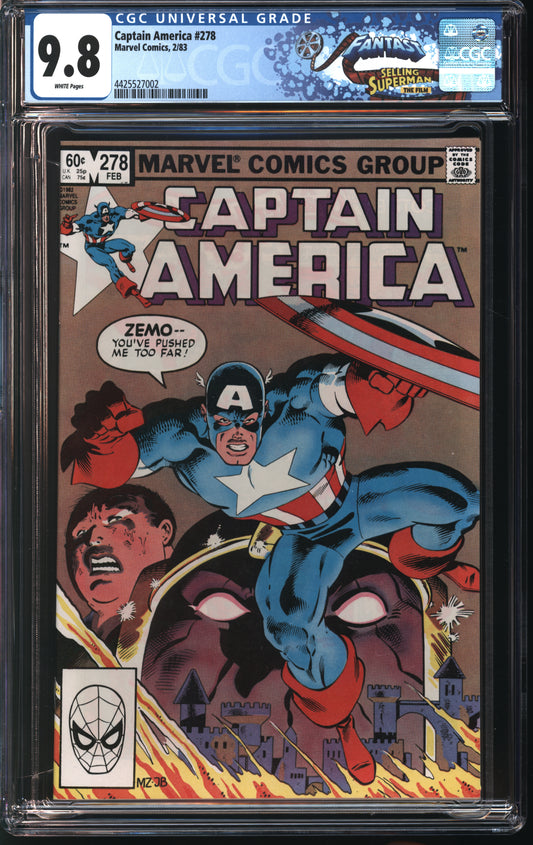 Marvel Comics Captain America 278 2/83 FANTAST CGC 9.8 White Pages