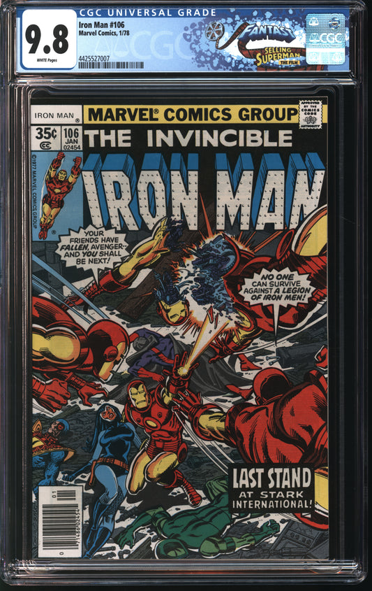 Marvel Comics Iron Man 106 1/78 FANTAST CGC 9.8 White Pages