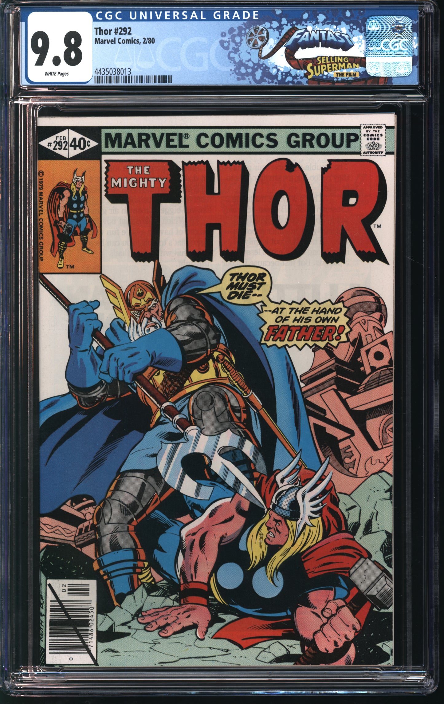 Marvel Comics Thor 292 2/80 FANTAST CGC 9.8 White pages