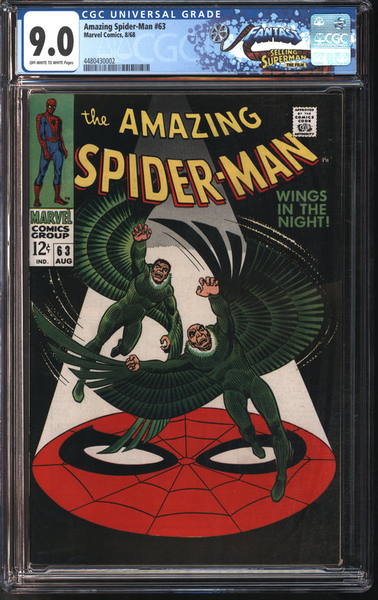 Marvel Amazing Spider-Man #63 8/68 FANTAST CGC 9.0 Off-White to White Pages