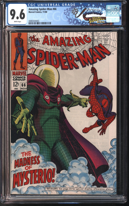 Marvel Spider-Man #66 11/68 FANTAST CGC 9.6 White Pages