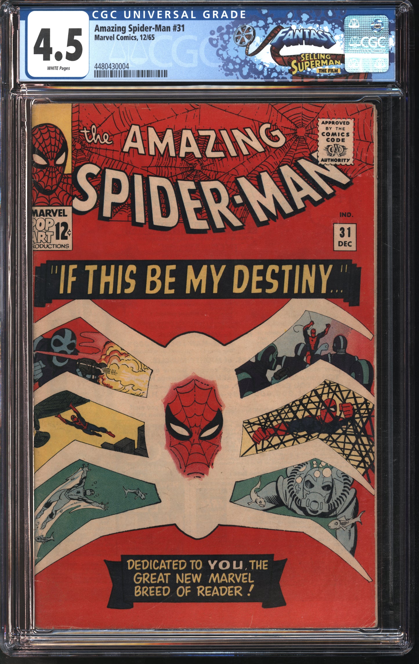 Marvel Amazing Spider-Man #31 12/65 FANTAST CGC 4.5 White Pages