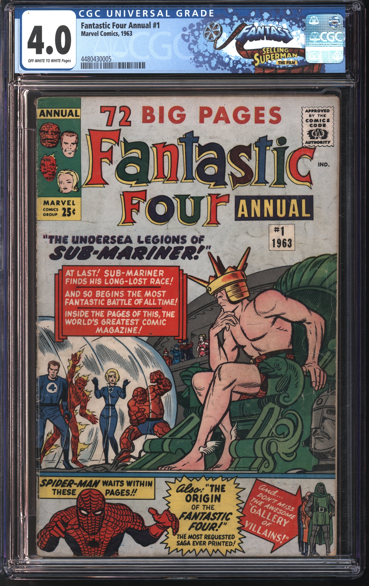 Marvel Fantastic Four Annual #1 1963 FANTAST CGC 4.0 Off-White to White Pages