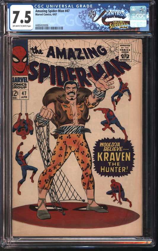 Marvel Amazing Spider-Man #47 4/67 FANTAST CGC 7.5 Off-White to White Pages