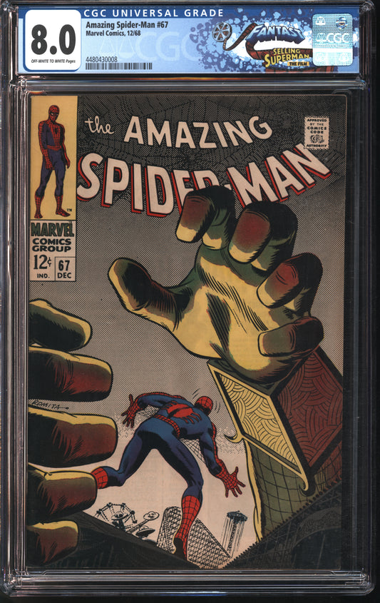 Marvel Amazing Spider-Man #67 12/68 FANTAST CGC 8.0 Off-White to White Pages