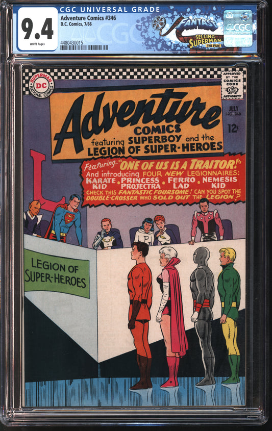 D.C. Comics Adventure Comics #346 7/66 FANTAST CGC 9.4 White Pages