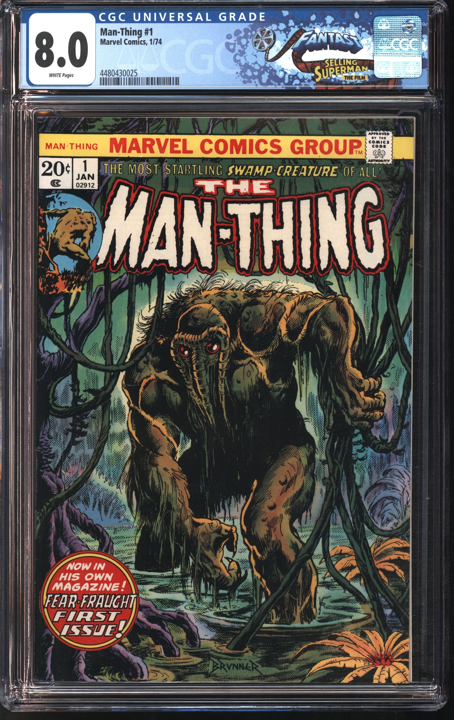 Marvel Man Thing 1 1/74 FANTAST CGC 8.0 White Pages