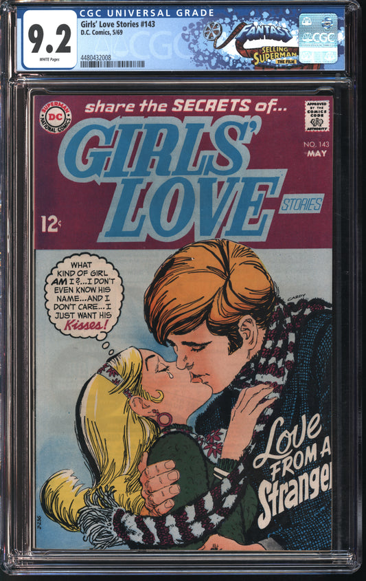 D.C. Comics Girls' Love Stories #143 4/69 FANTAST CGC 9.2 White Pages