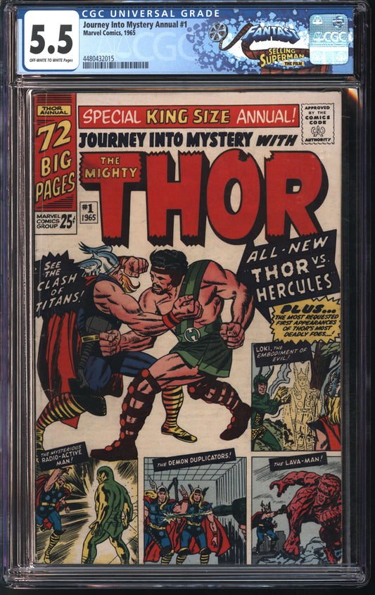 Marvel Comics Journey into Mystery Annual #1 1965 FANTAST CGC 5.5 Off-White to White Pages