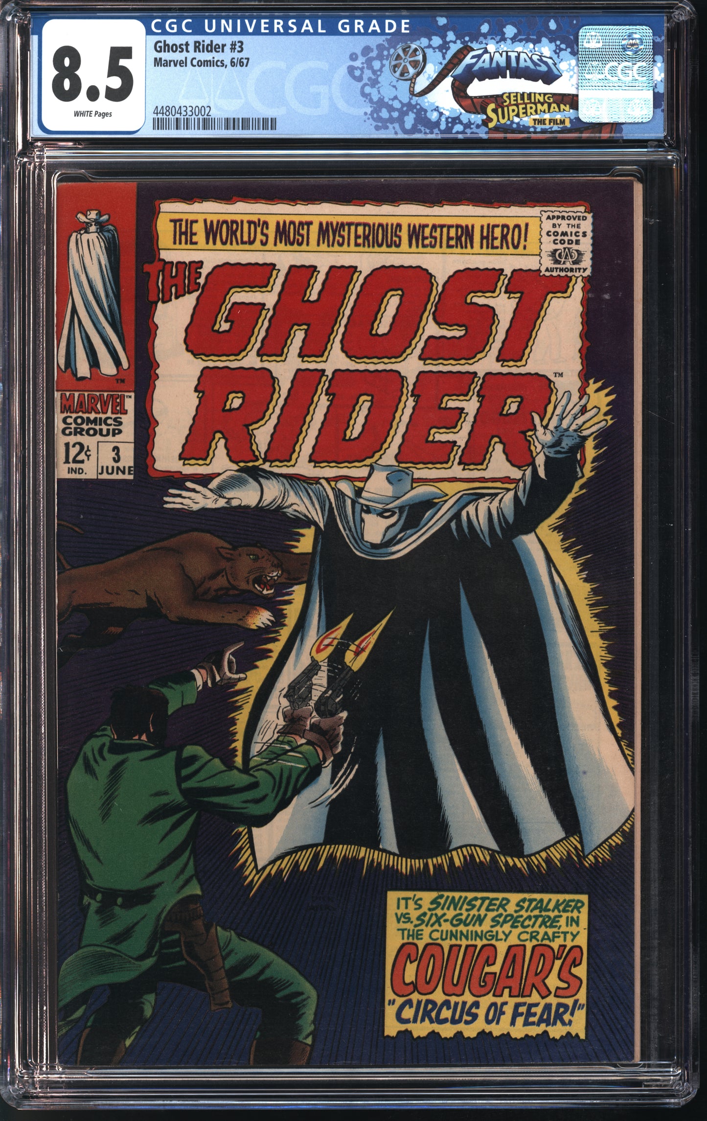 Marvel Comics Ghost Rider #3 6/67 FANTAST CGC 8.5 White Pages