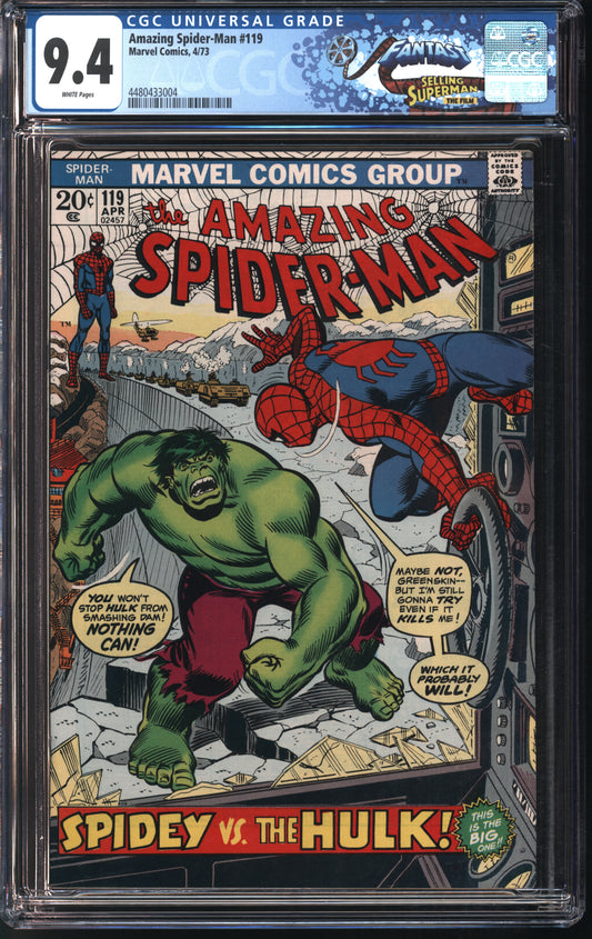 Marvel Spider-Man #119 4/73 FANTAST CGC 9.4 White Pages