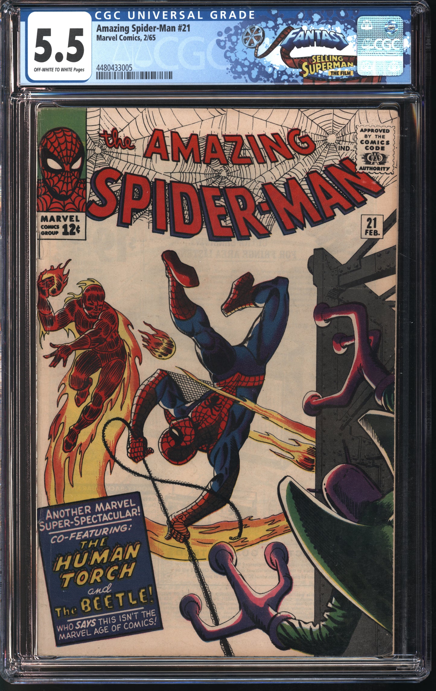 Marvel Comics Amazing Spider-Man #21 2/65 FANTAST CGC 5.5 Off-White to White Pages