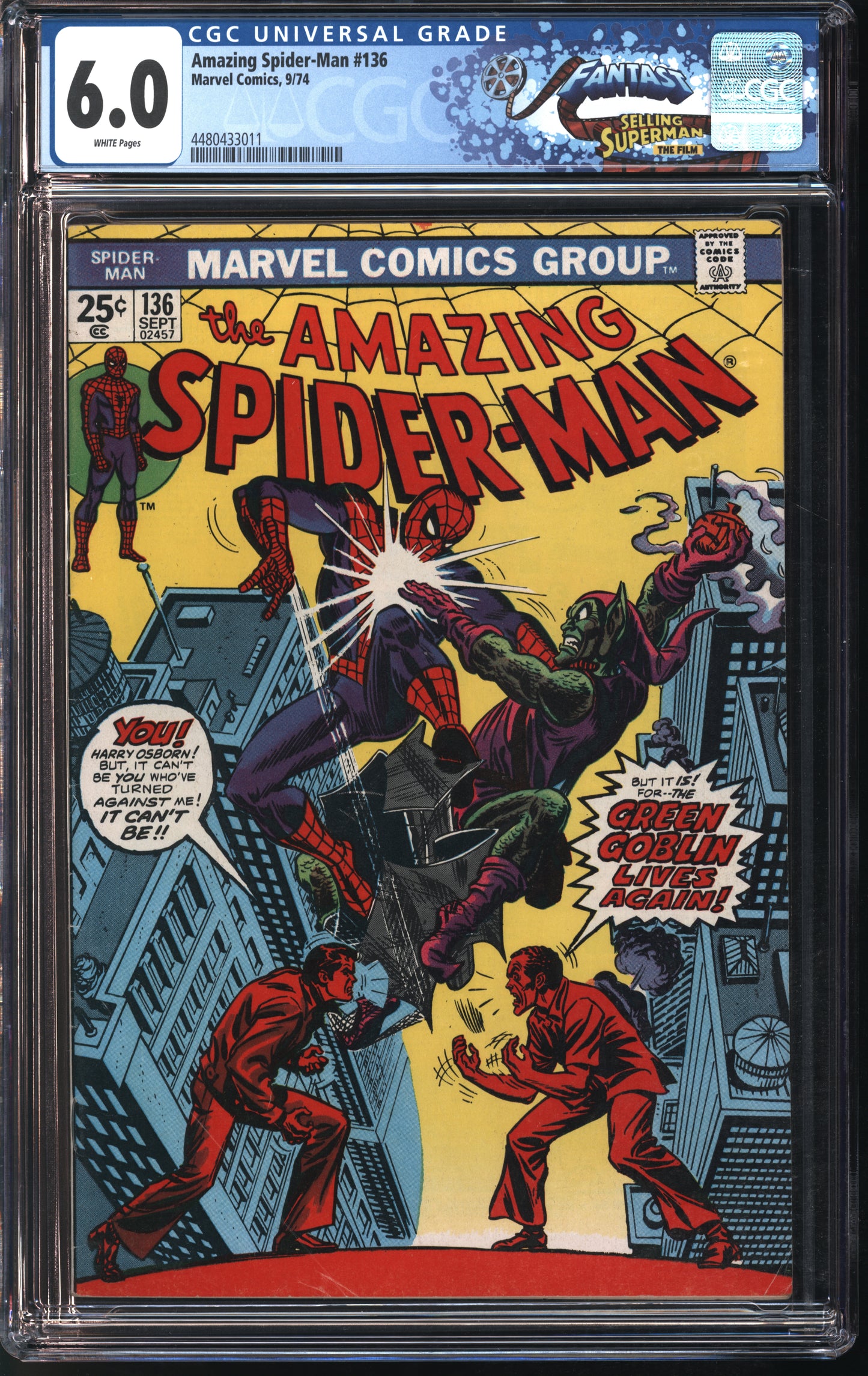 Marvel Comics Amazing Spider-Man #136 9/74 FANTAST CGC 6.0 White Pages