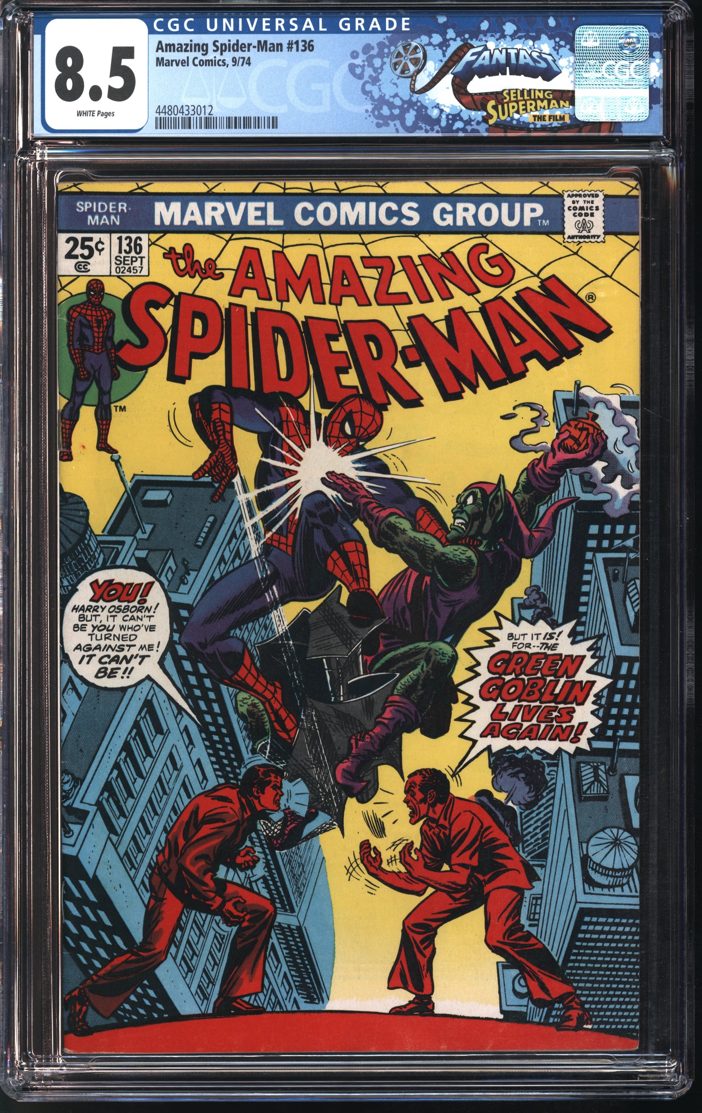 Marvel Comics Amazing Spider-Man #136 9/74 FANTAST CGC 8.5 White Pages