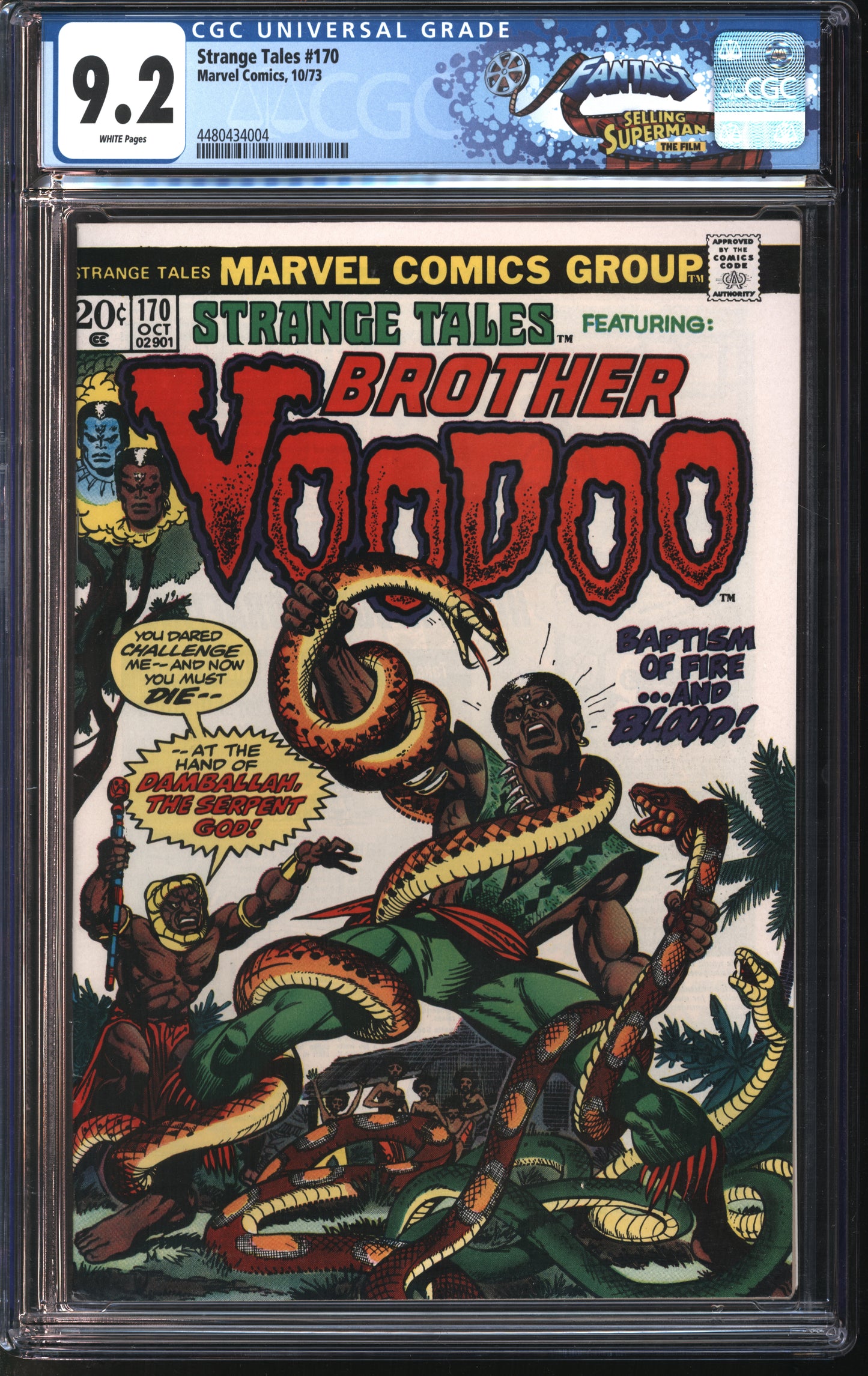 Marvel Comics Strange Tales 170 10/73 FANTAST CGC 9.2 White Pages