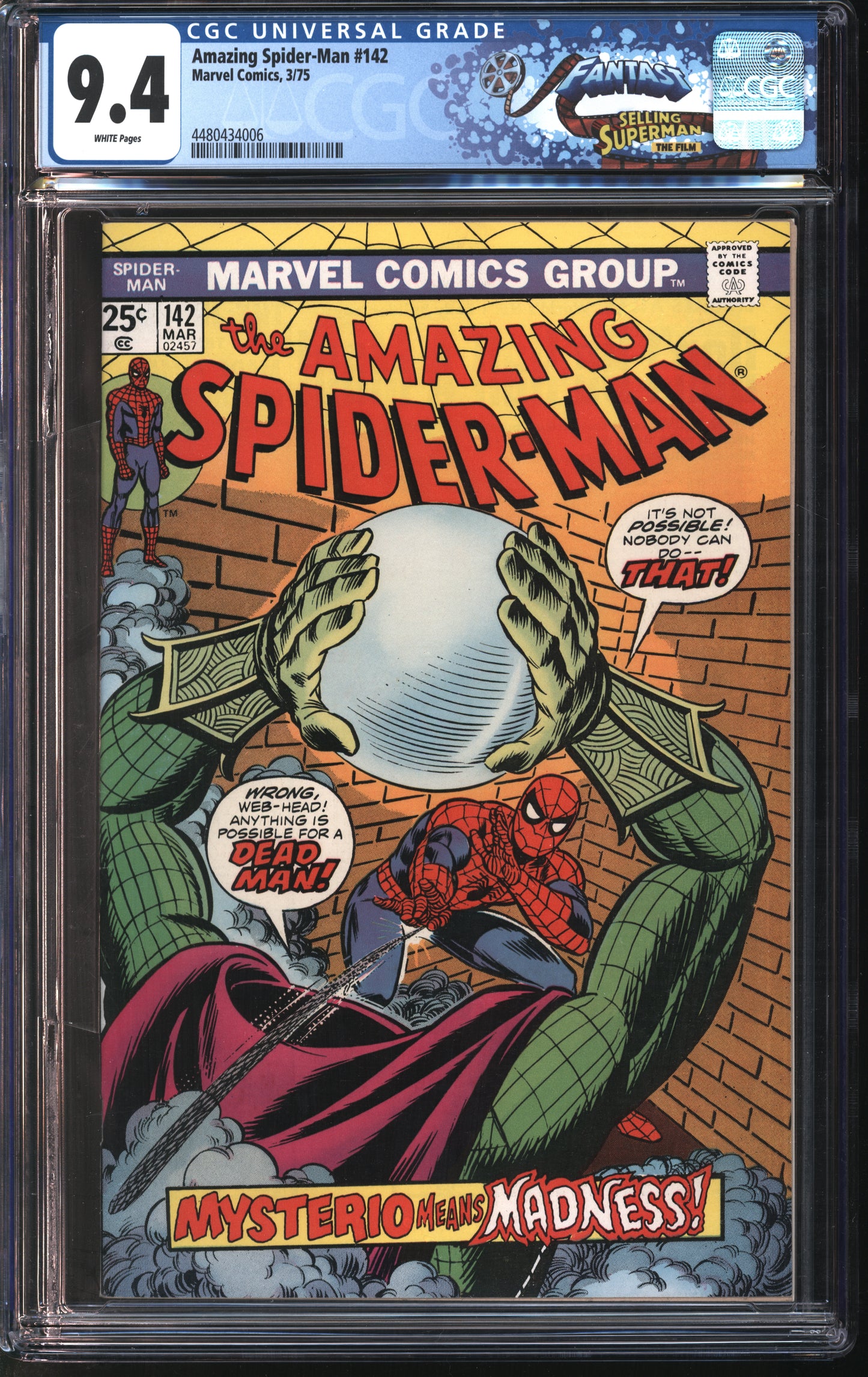 Marvel Amazing Spider-Man #142 3/75 FANTAST CGC 9.4 White Pages