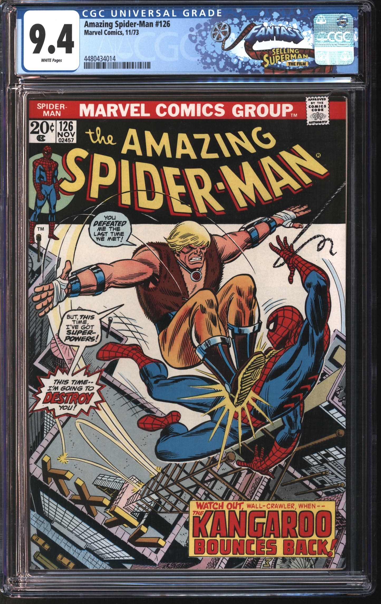 Marvel Amazing Spider-Man 126 11/73 FANTAST CGC 9.4 White Pages