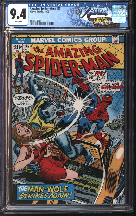 Marvel Comics Amazing Spider-Man 125 10/73 FANTAST CGC 9.4 White pages