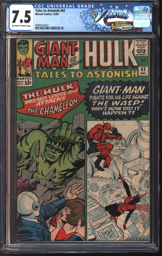 Marvel Tales to Astonish 62 12/64 FANTAST CGC 7.5 Off-White To White Pages