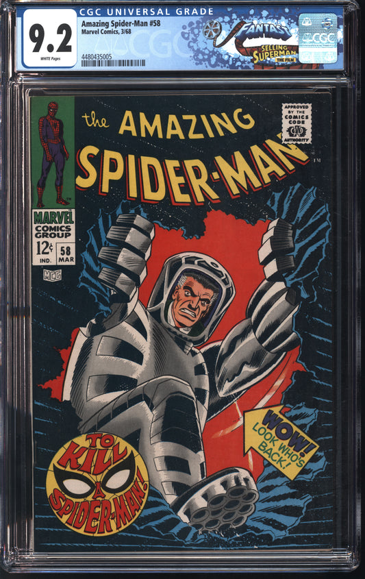 Marvel Comics Spider-Man #58 3/68 FANTAST CGC 9.2 White Pages