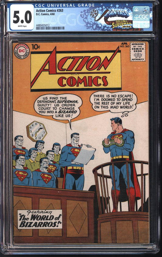 D.C. Comics Action Comics #263 4/60 FANTAST CGC 5.0 White Pages