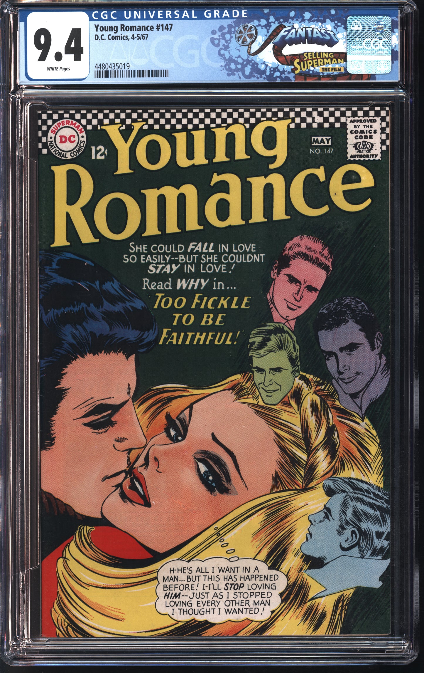 D.C. Comics Young Romance #147 4-5/67 FANTAST CGC 9.4 White Pages