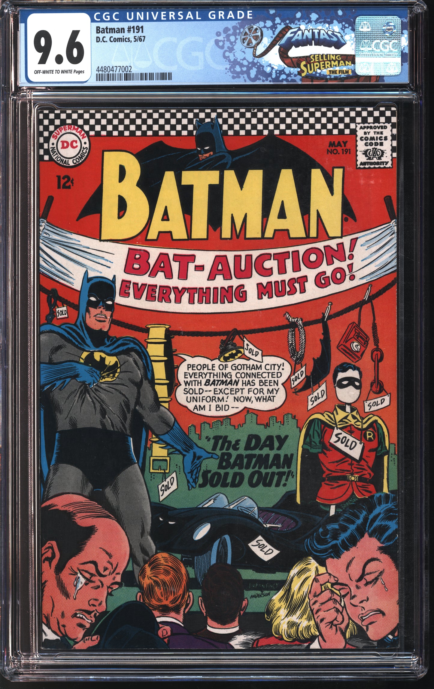 D.C. Comics Batman #191 5/67 FANTAST CGC 9.6 Off-White to White Pages