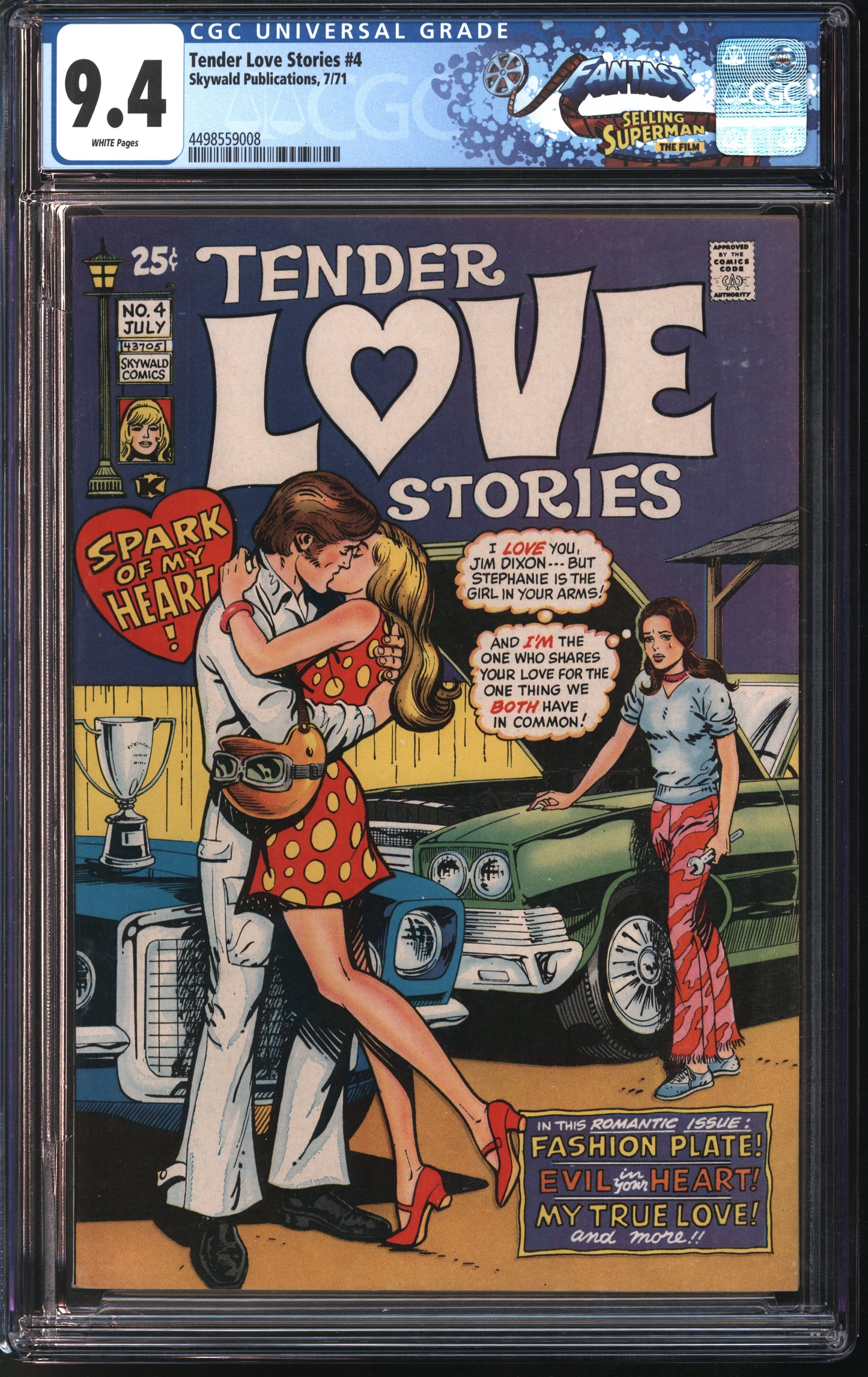 Skywald Publications Tender Love Stories #4 7/71 FANTAST CGC 9.4 White Pages