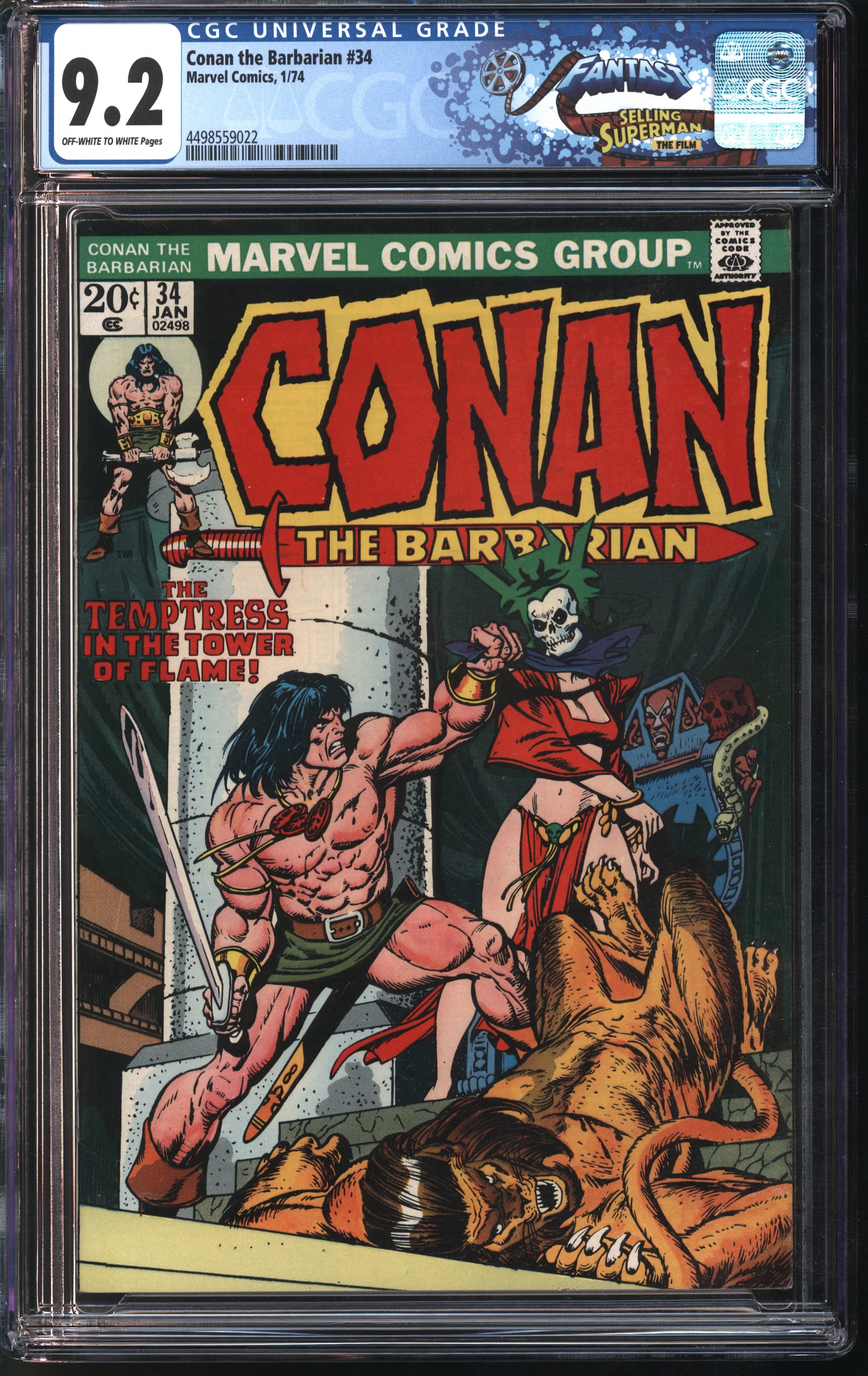 Marvel Comics Conan the Barbarian #34 1/74 FANTAST CGC 9.2 Off-White to White Pages