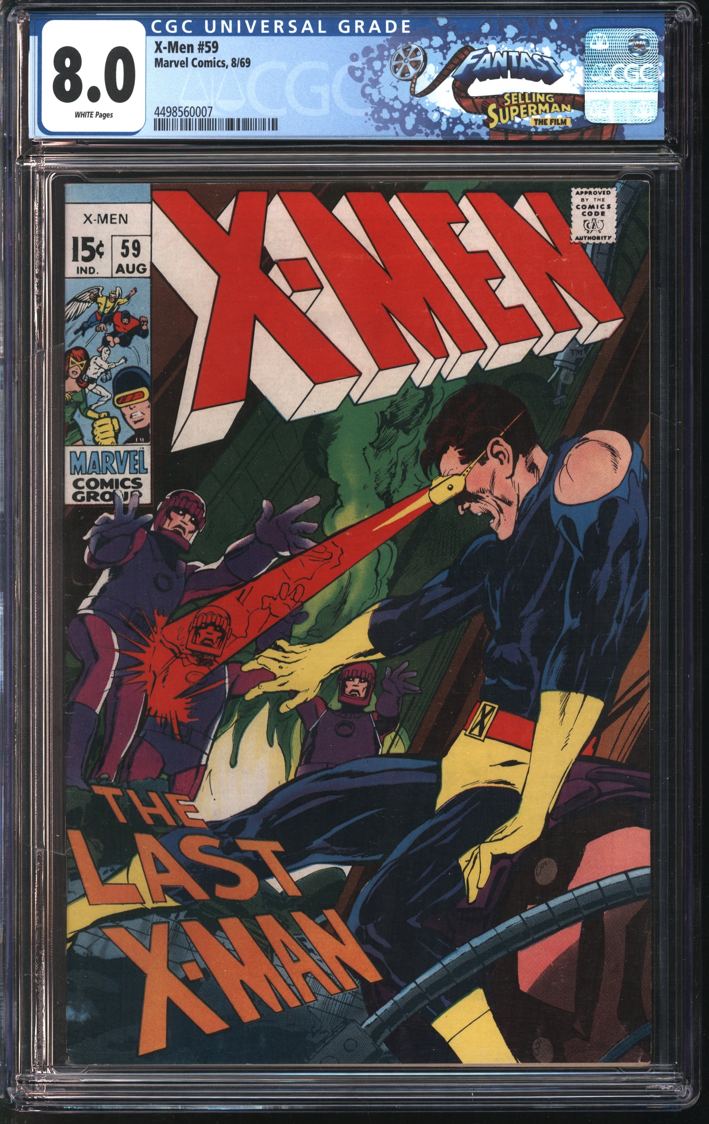 Marvel X-Men 59 8/69 FANTAST CGC 8.0 White Pages