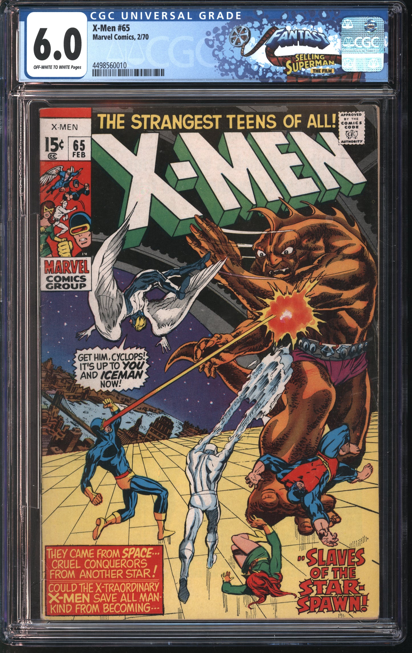 Marvel X-Men 65 2/70 FANTAST CGC 6.0 Off-White to White Pages