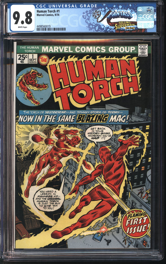 Marvel Comics Human Torch 1 9/74 FANTAST CGC 9.8 White pages