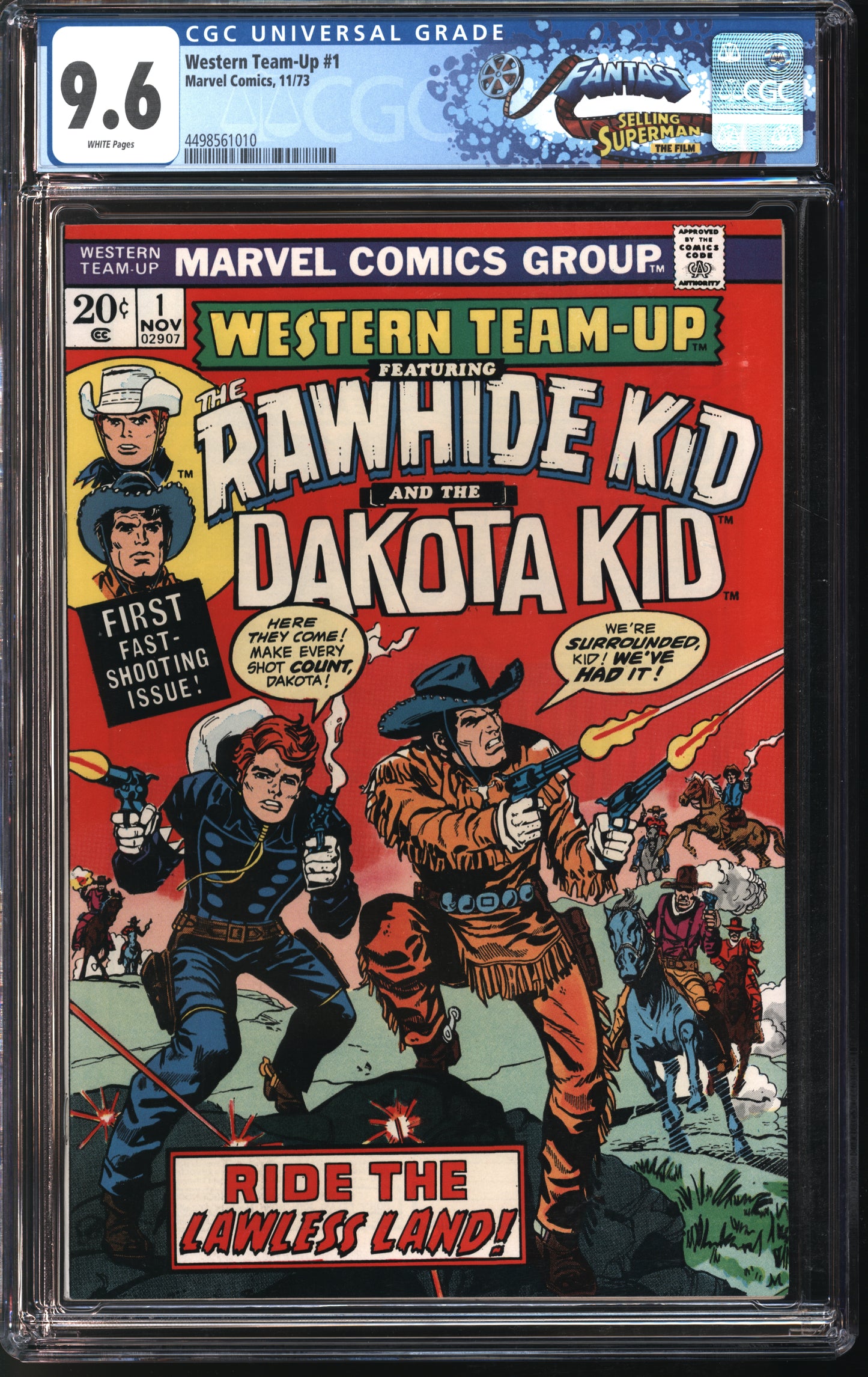 Marvel Comics Western Team-Up #1 11/73 FANTAST CGC 9.6 White Pages