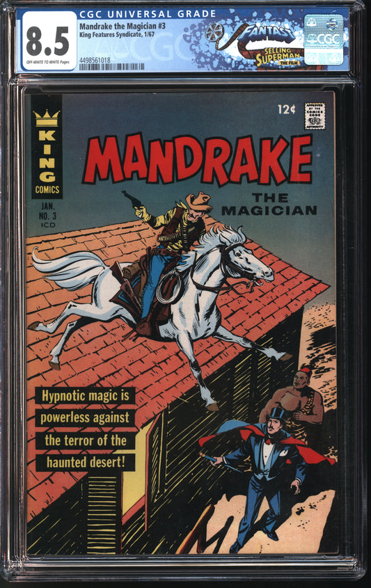 King Features Synd. Mandrake the Magician #3 1/67 FANTAST CGC 8.5 Off-White to White Pages