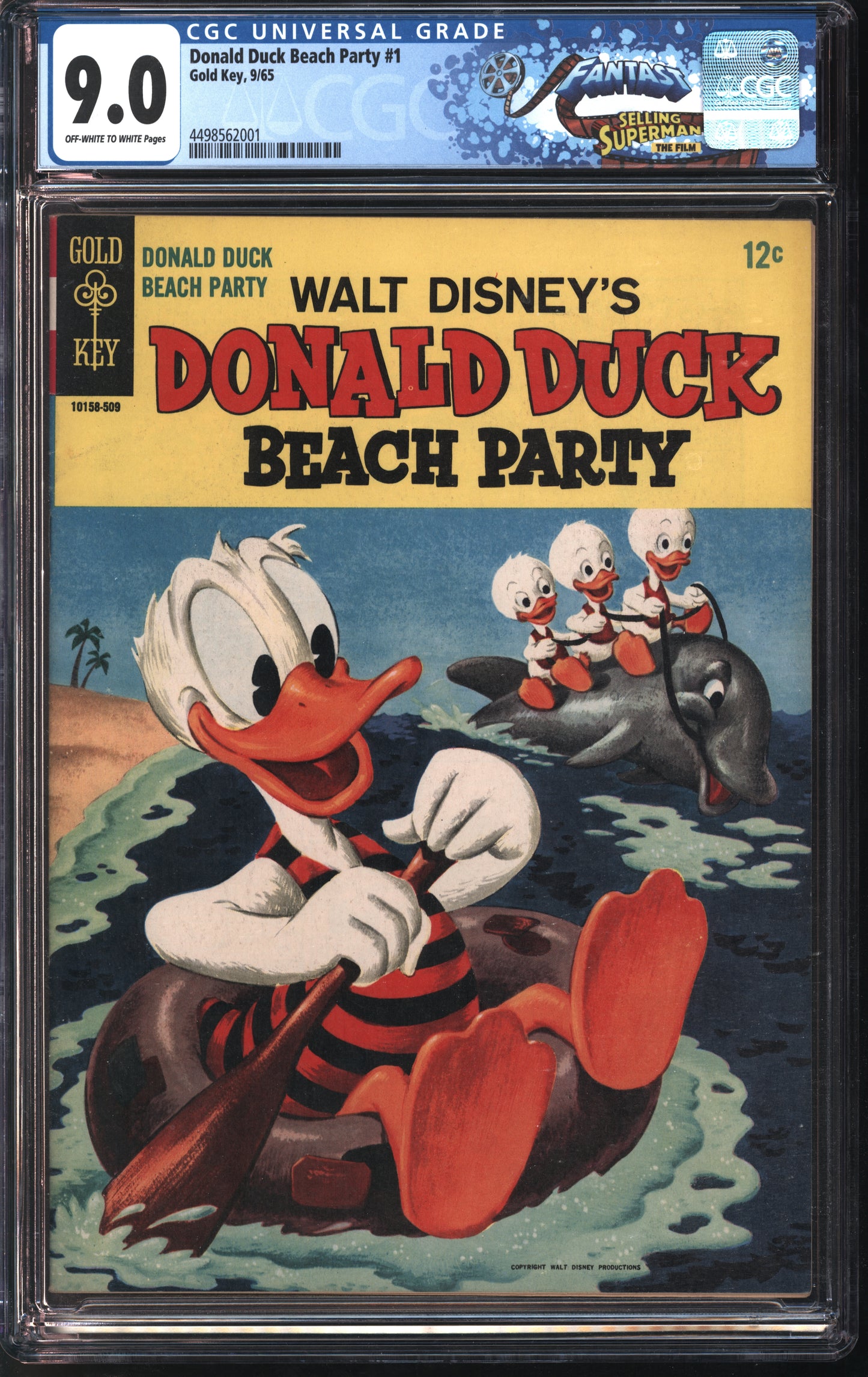 Gold Key Comics Donald Duck Beach Party #1 9/65 FANTAST CGC 9.0 Off-White to White Pages