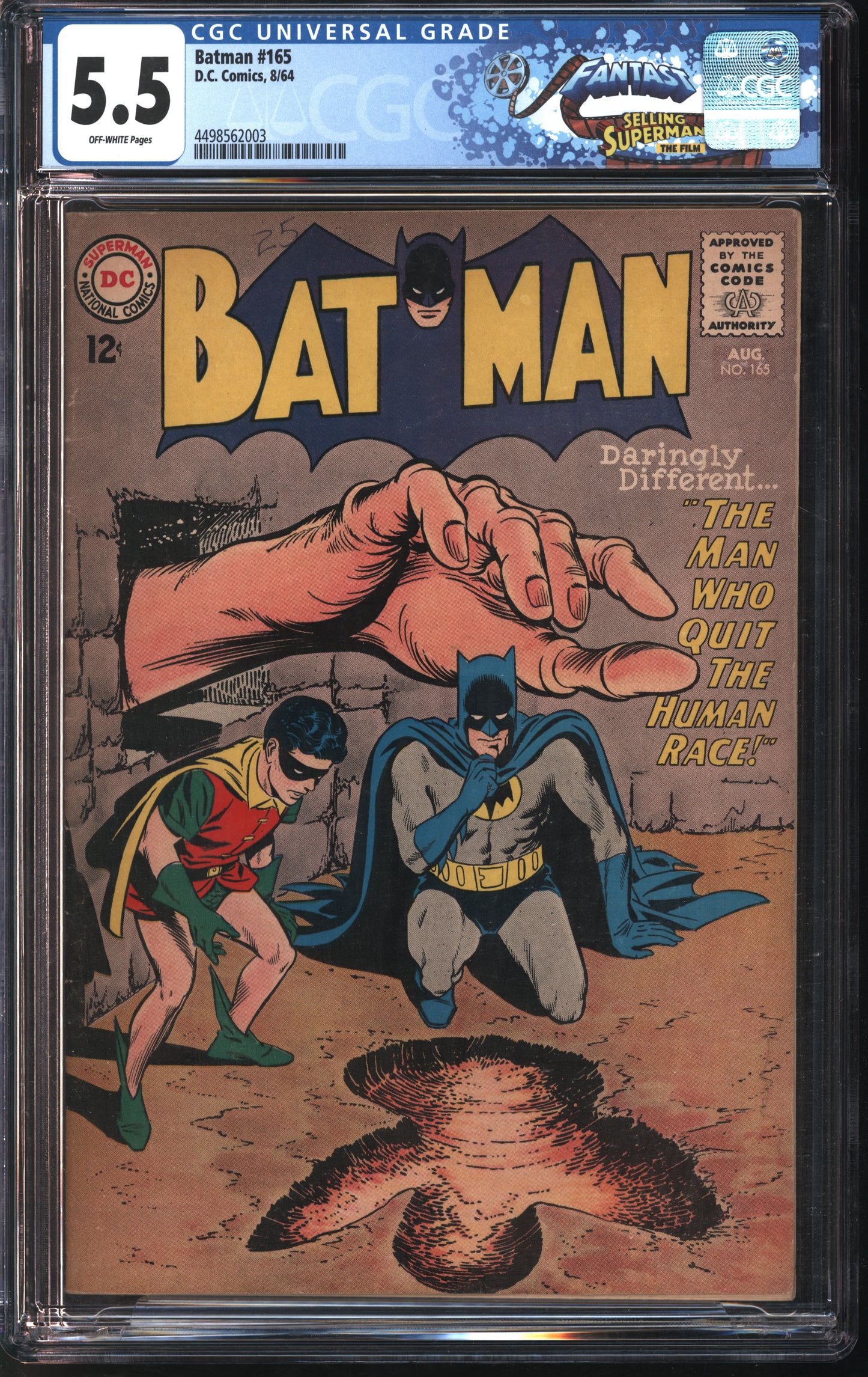 D.C. Comics Batman #165 8/64 FANTAST CGC 5.5 Off-White pages