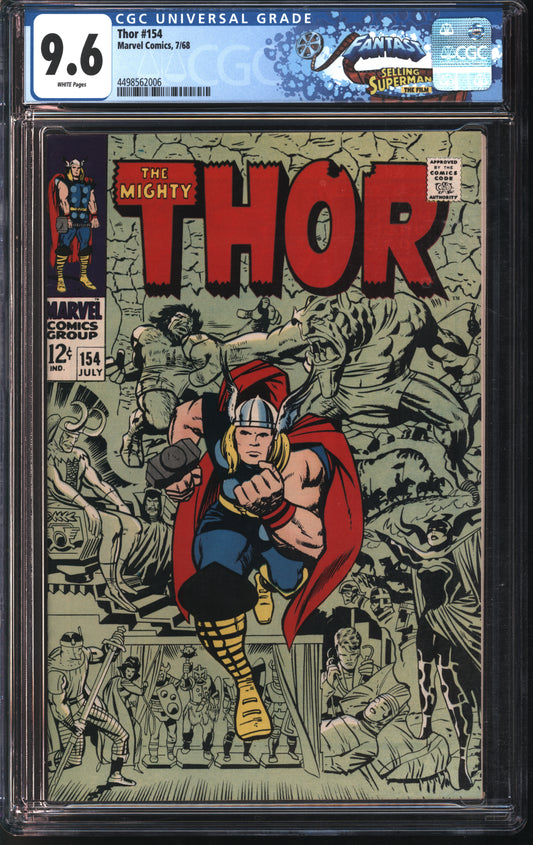 Marvel Comics Thor #154 7/68 FANTAST CGC 9.6 White Pages