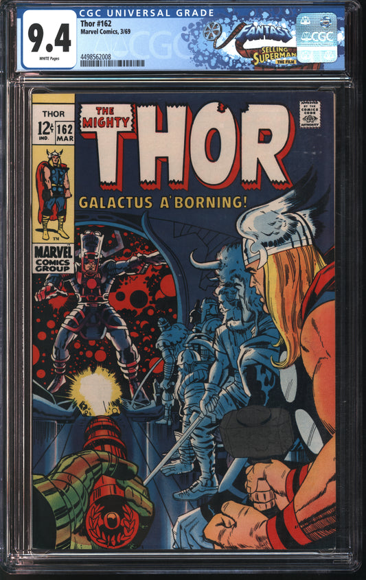 Marvel Comics Thor #162 3/69 FANTAST CGC 9.4 White